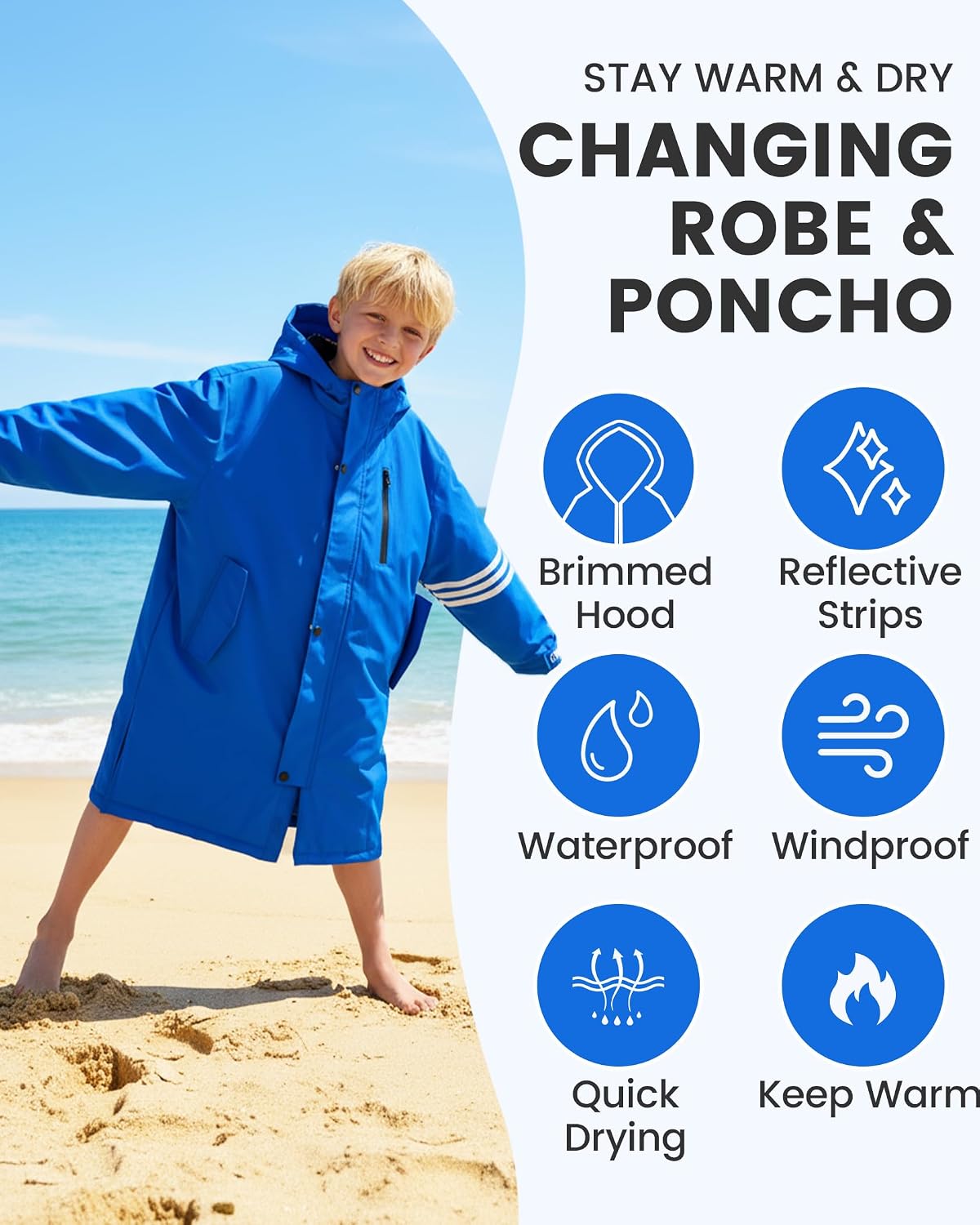 Owntop Warm Waterproof Swim Parka Warm Swim Parka Kid Youth Adult- Oversized Windproof Surf Poncho- Changing Robe Men and Women