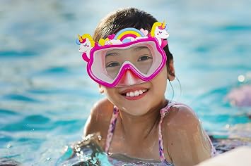 Poolmaster Lil Splashers Unicorn Fun Kids Swim Mask with Adjustable Straps,Pink