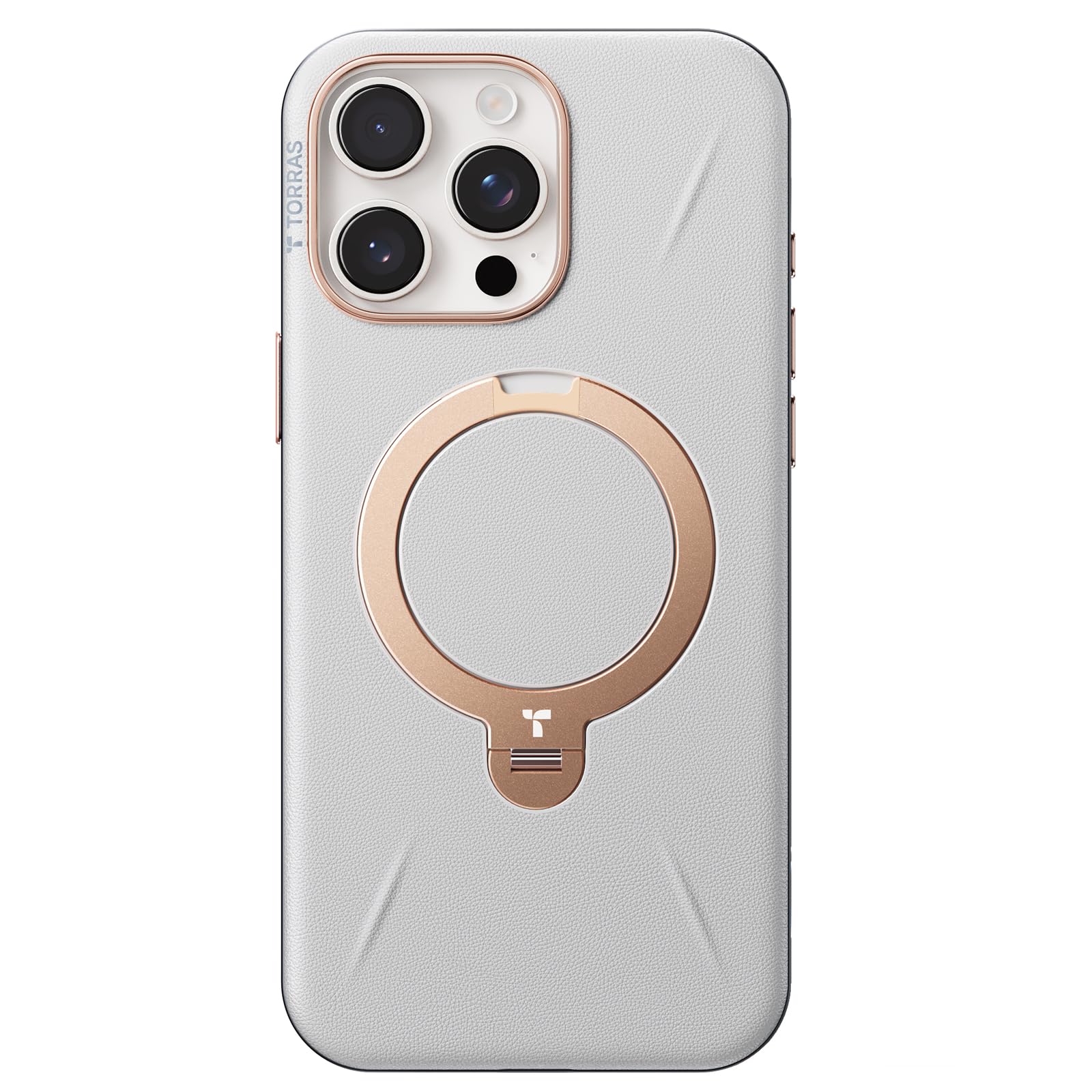 TORRAS Ostand Q3 VegSkin für iPhone Hülle (Klassiker Kalbsleder) (360° Magnetischer Unsichtbarer Ständer) Stoßfest Kratzfeste Handyhülle Edle Lederstruktur