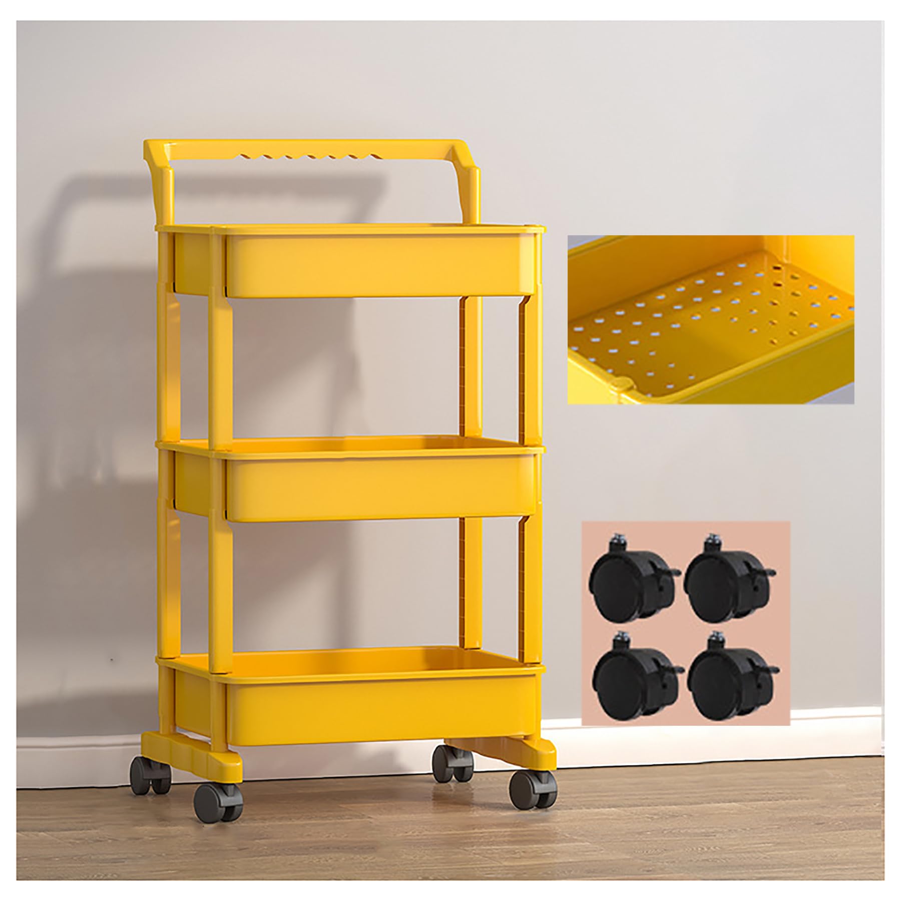 Panier de rangement latéral pour table chariot à roulettes compact