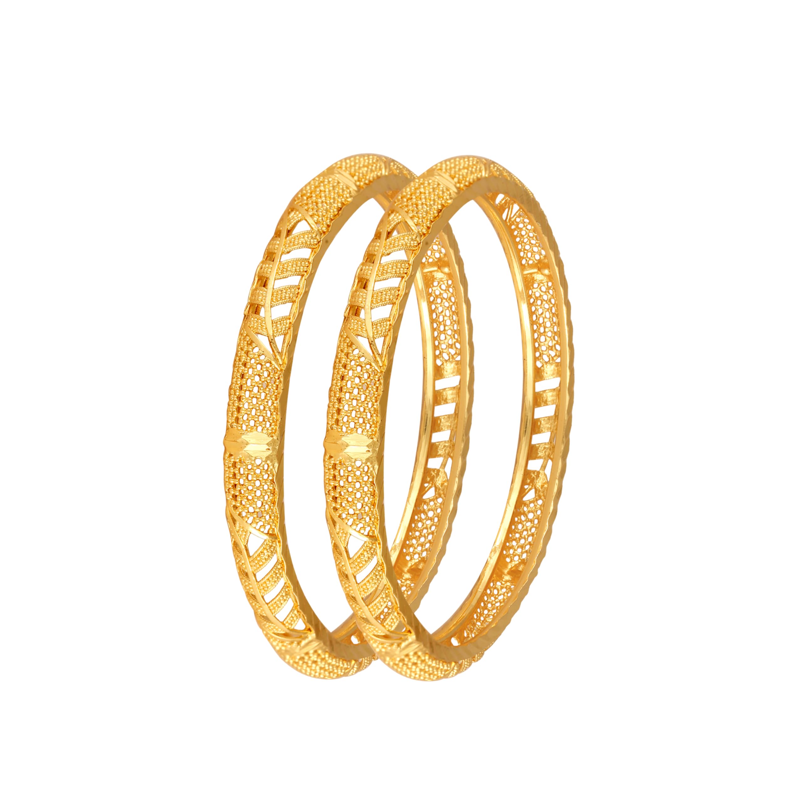 Vivastri 's Premium Gold Plated Meena Designed Alloy Bangles/Kada/Chudi Set -VIVA1038BG-2.4-image-8