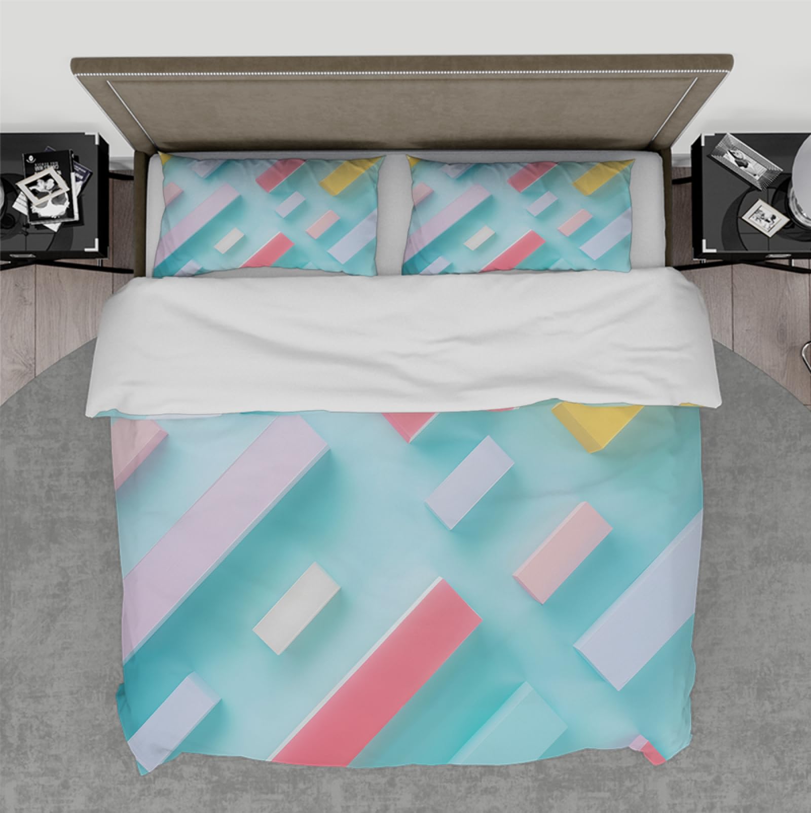 Housse de couette avec fermeture éclair pratique ensemble de lit 3 pièces