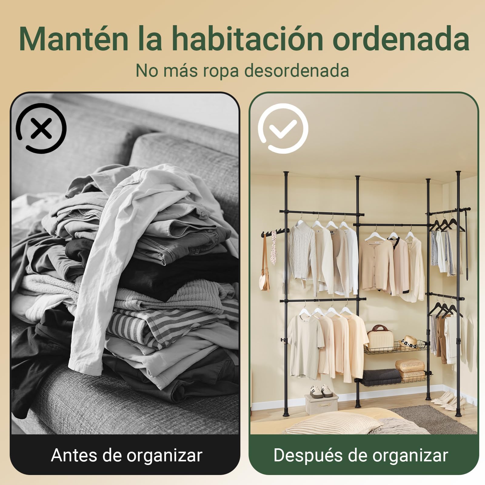 SoBuy Telescopica Perchero Burro Ropa resistente, dormitorio | Armario abierto ajustable con barras y estantes, perchero resistente para vestidor, negro, KLS04-II-SCH