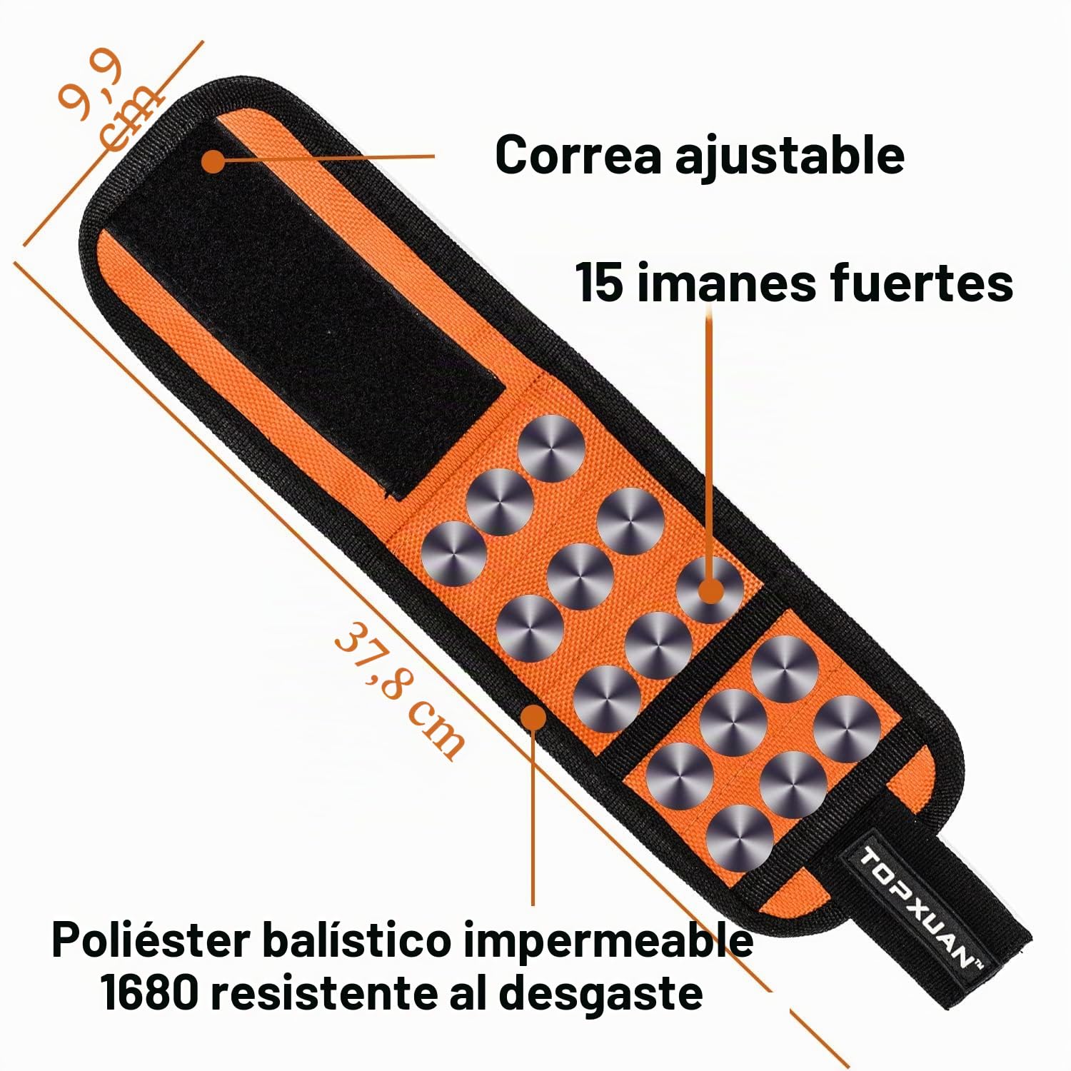 Pulsera magnética, regalos para hombres con 15 imanes para sujetar tornillos, clavos, brocas, herramientas de carpintería, imán magnético para muñeca, herramienta, cinturón, tornillos