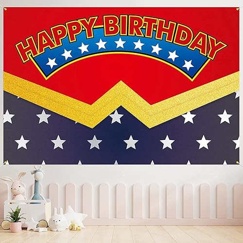 Cartel de fondo de cumpleaños de superhéroe, decoración de fiesta temática de feliz cumpleaños, suministros de fondo de fotografía de superhéroes