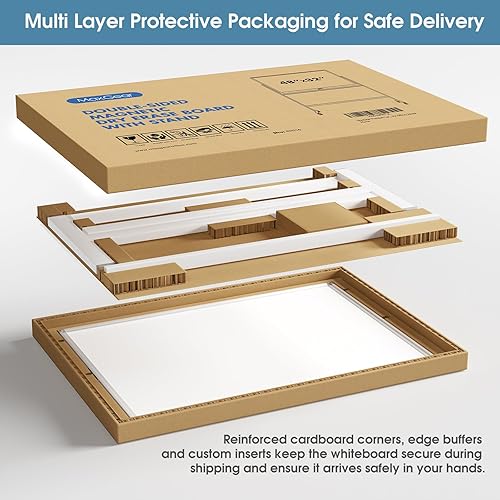 Miniatura 7 de MaxGear Pizarra blanca rodante grande de alta calidad sobre ruedas, 48 x 32 pulgadas, pizarra magnética de borrado en seco de doble cara con
