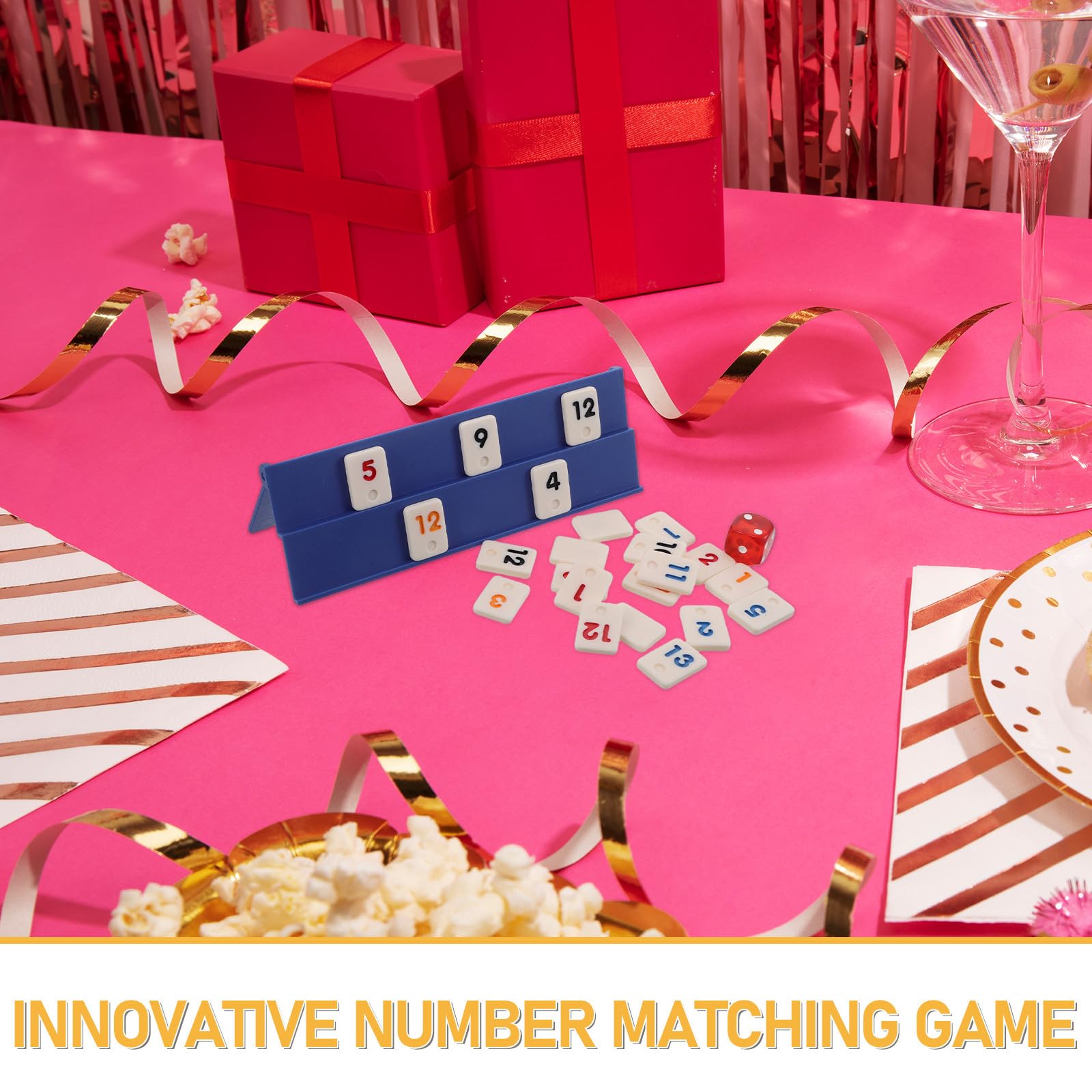 Gatuida 1 Juego de dominó Triangular de Viaje con Soportes, Incluye fichas de dominó Triangulares, clásico Juego de Mesa de Estrategia Familiar para niños y Adultos.