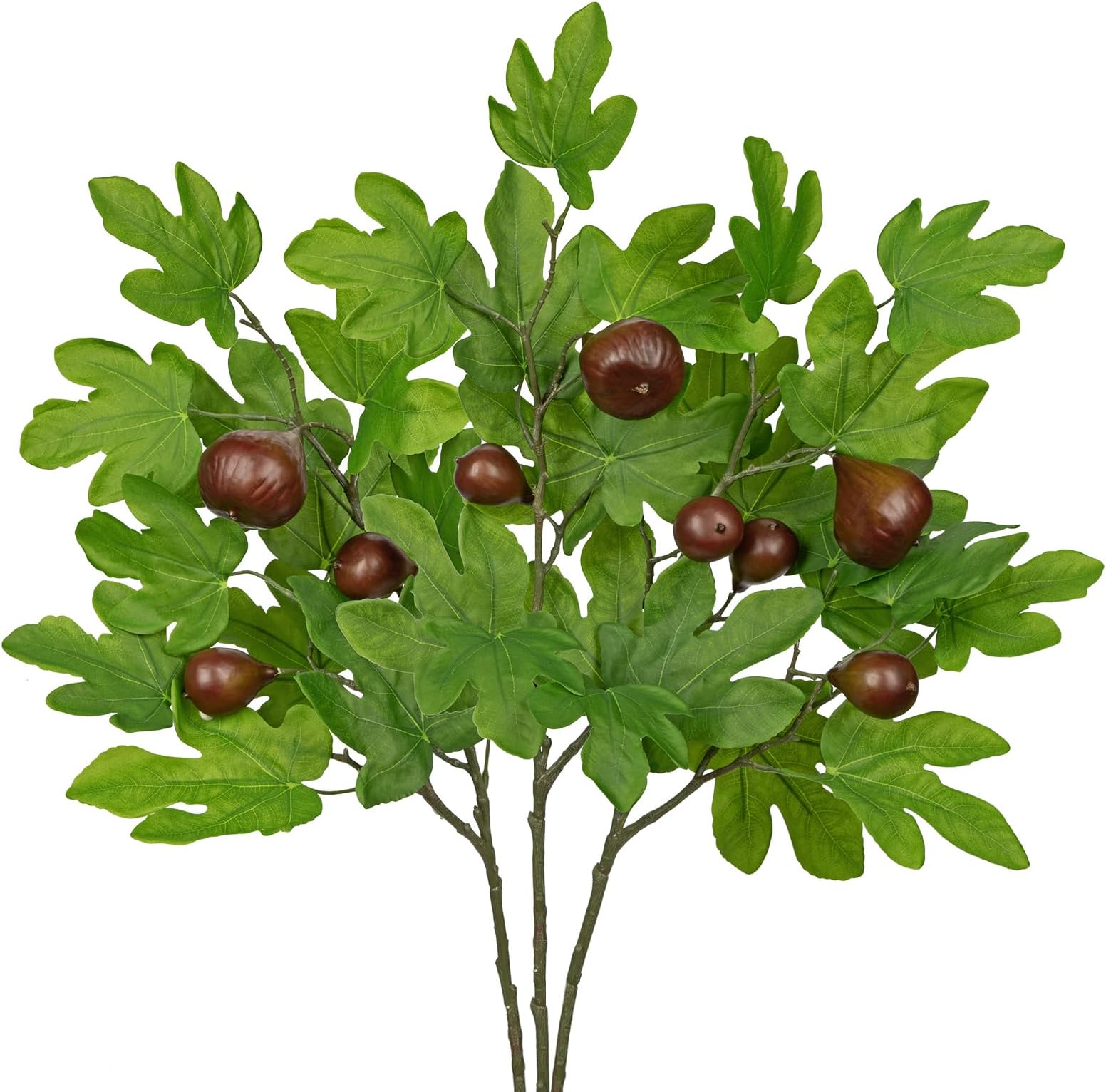 30.7" Fake Plants Branches Artificial Greenery Stems Set of 3, Faux Greenery Stems for Vase, Artificial Fiddle Stems with Fig Fruits, Fake Greenery for Dining Room Bathroom Living Room Centerpieces