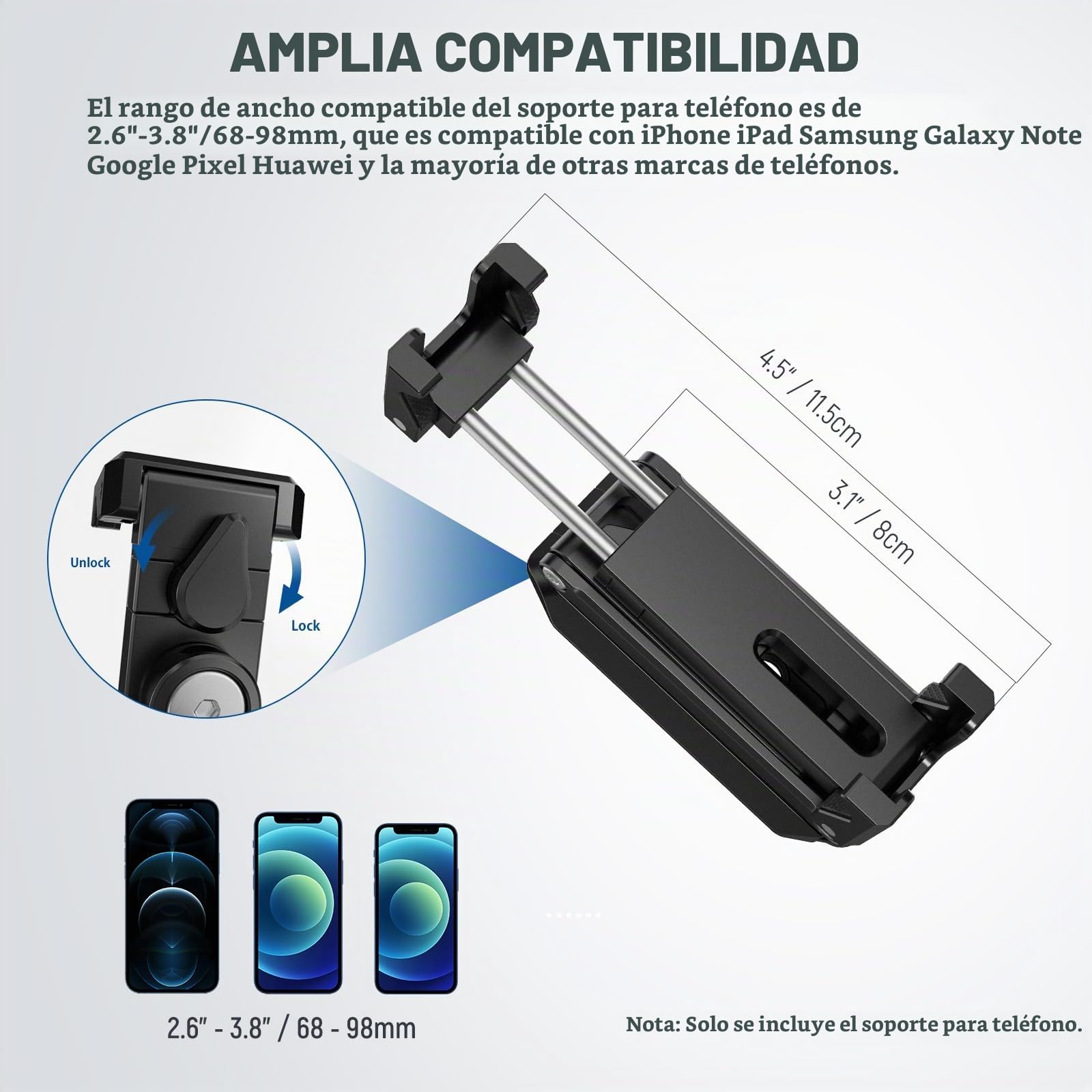 NEEWER Soporte de trípode para teléfono con Zapatas frías y Agujeros de 1/4 Pulgadas y 3/8 Pulgadas, trípode de Escritorio de Metal multiángulo y Altura Ajustable con 3 Patas divididas, Agarre de