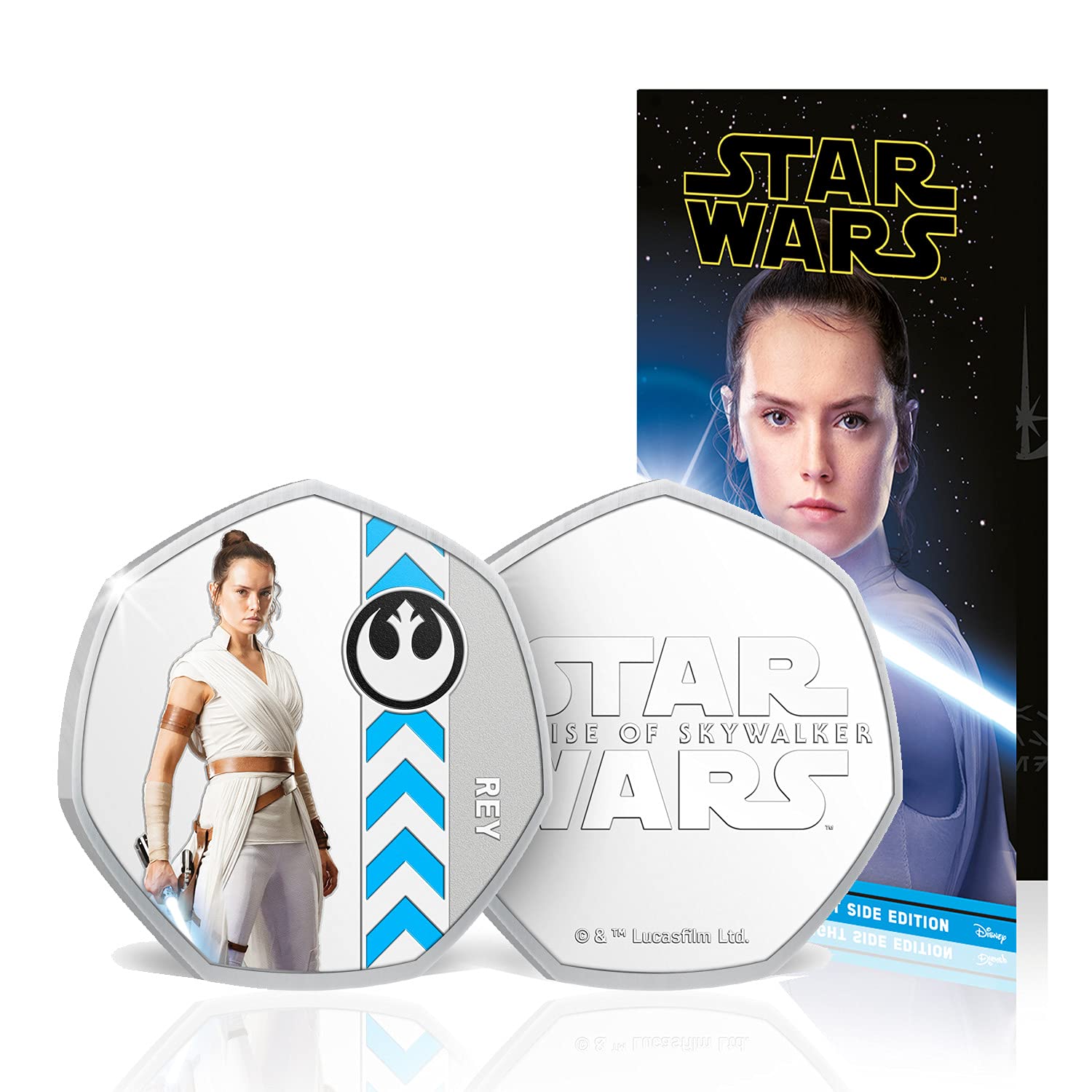 Star Wars The Rise of Skywalker Collection Light Side- 8 Coins/Medals Conmmemorative of The Most Memorable Characters Ag Plated and Finished in Full Color + Decorative Album.