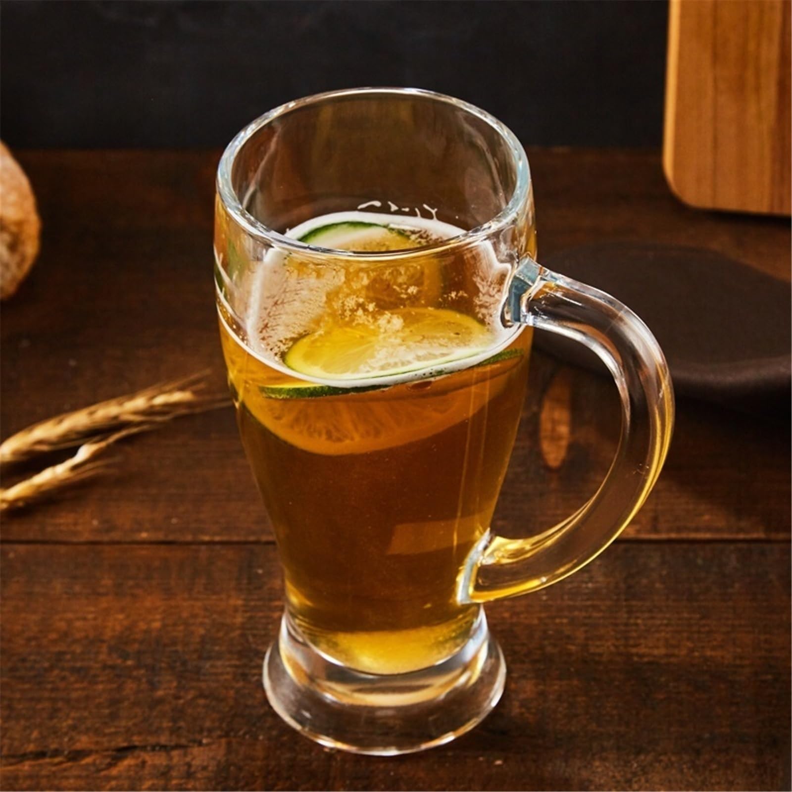 Verres à boire Ensemble de verres à bière, tasses en verre 450 ml avec poignée, lot 2 Gobelets en verre