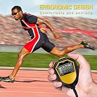 Vista 6 de Cronómetro de entrenamiento, resistente al agua, cronómetro, digital, portátil, LCD, cronógrafo, contador deportivo con correa para natación