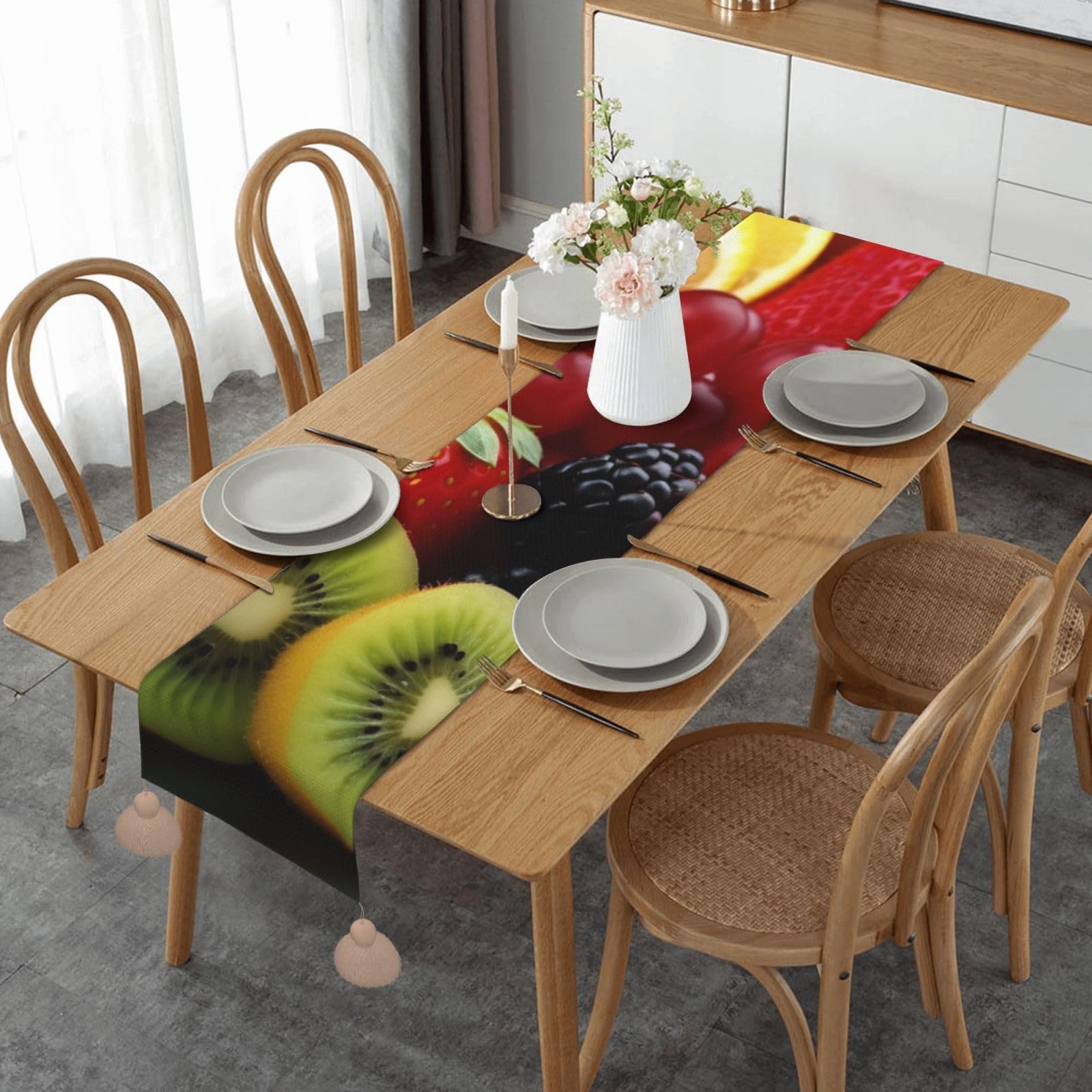 Chemin de table en lin décoratif pour fête de mariage et repas