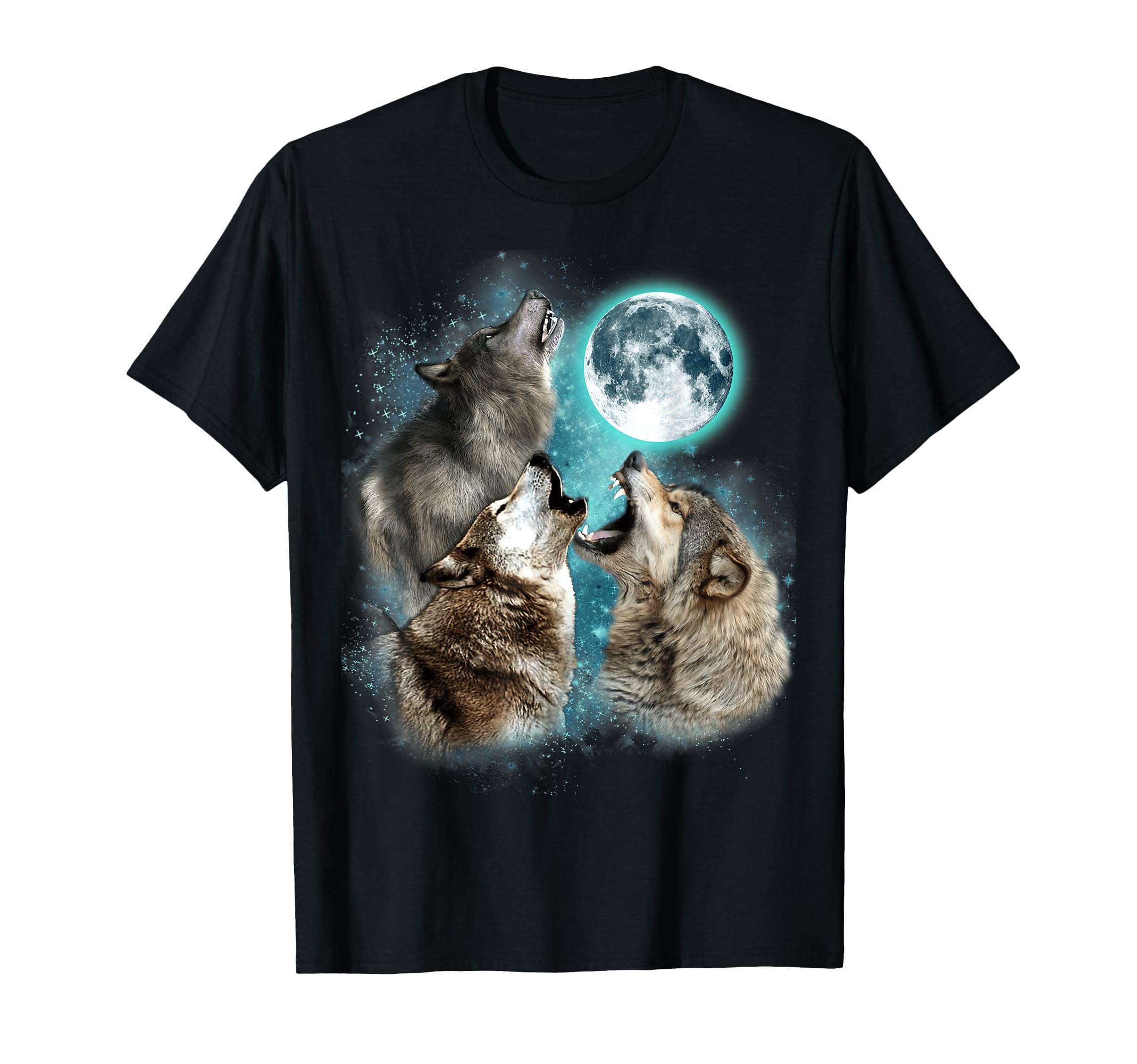 3 Wolf Moon Howling Wolf Head Funny Wolves For Men Women T-Shirt