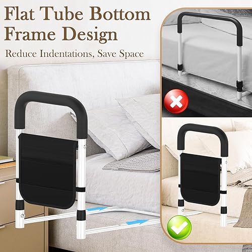 Miniatura 2 de Rieles de cama para seguridad de adultos mayores bastón de cama para personas mayores, pasamanos de cama con mango ergonómico y bolsillo de