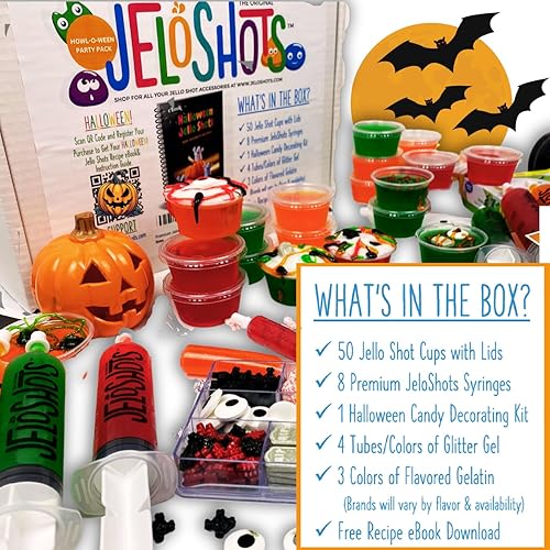 Miniatura 5 de Monster Mash Jello Shots - Kit completo con 3 sabores de gelatina, 50 vasos de gelatina, 8 jeringas de gelatina, libro electrónico con más de 70