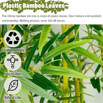 Large Artificial Bamboo Plants Plastic Trees Outdoor Indoor Decor 3ft 4ft 5ft 6ft 7ft 8ft Tall, Faux Bamboos Fake Plant Tree Privacy Screen Fence with Encrypted Silk Leaves, UV Resistant(Pack of 10,2.