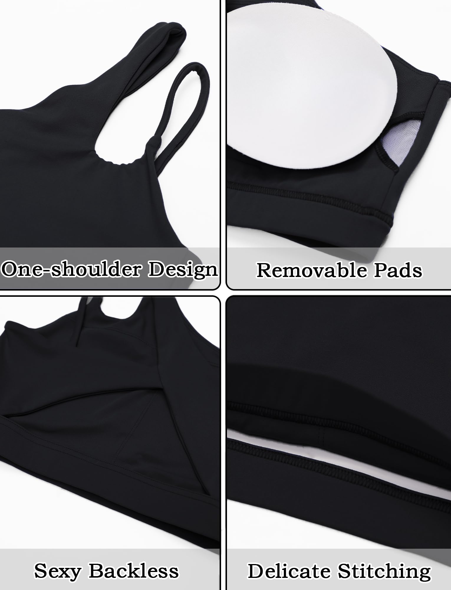 SEAUR Donna Reggiseno Sportivo a Fascia Monospalla Senza Ferretto Reggiseno da Yoga Senza Cuciture con Imbottiture Estraibili per Fitness Corsa Jogging