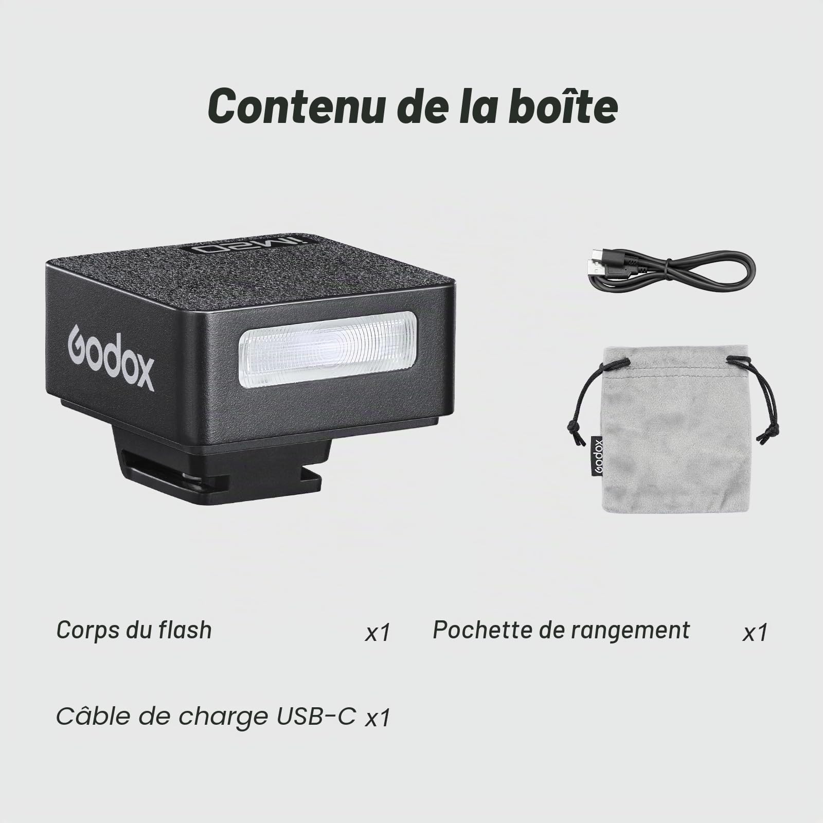 GODOX iM20 Mini Flash d'appareil Photo, 5 Niveaux de Puissance de Flash, 6000 K ± 200 K avec Commande Optique S1/S2, pour Canon, Sony, Nikon, Fuji, Olympus