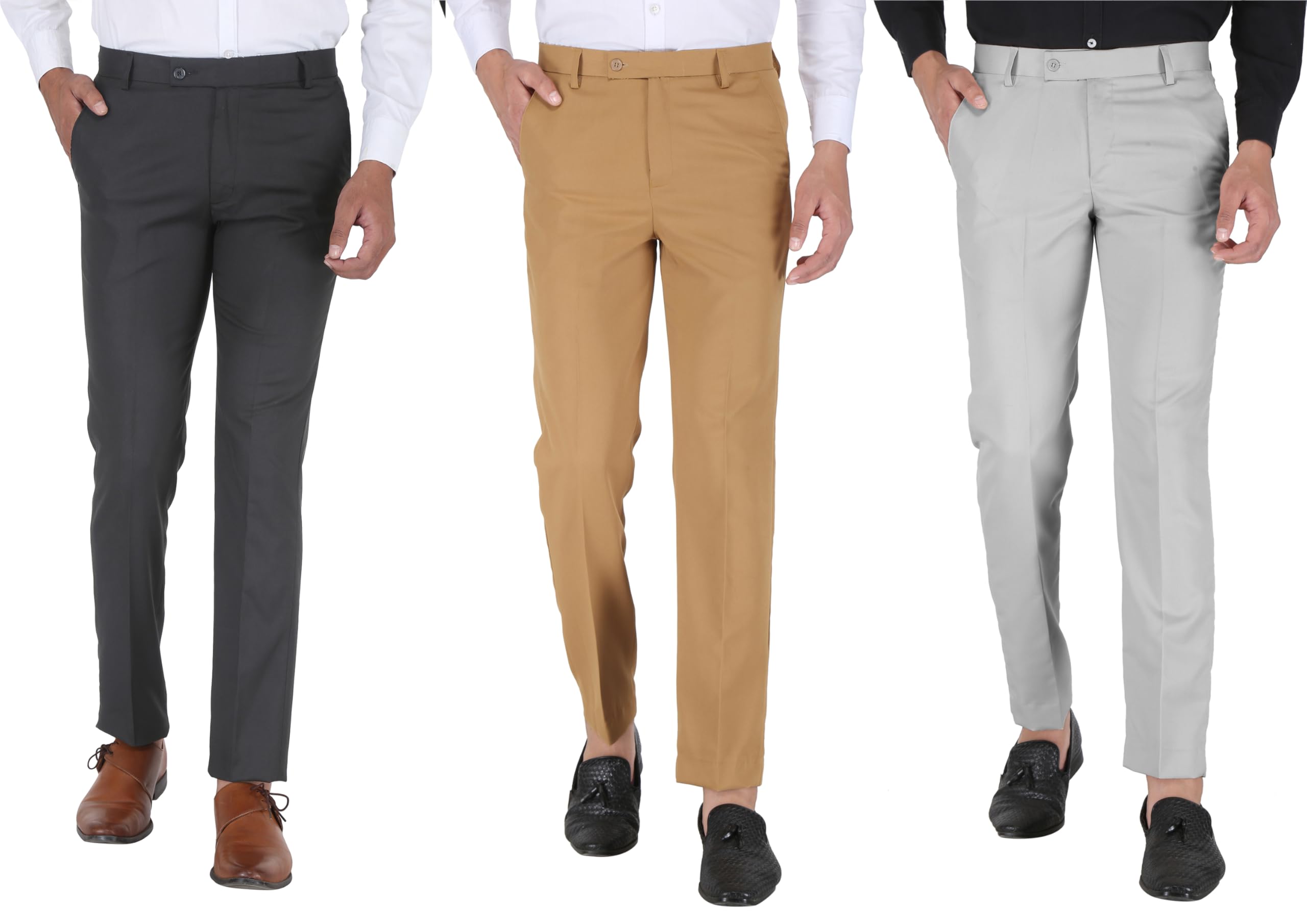 deggus Solid Formal Pants for Men Combo Pack 3 Office Wear - Premium Regular Fit Formal Trouser for Men, Boys, Gents Set of 3 - Formal wear for Office Meeting, Party-picture-18