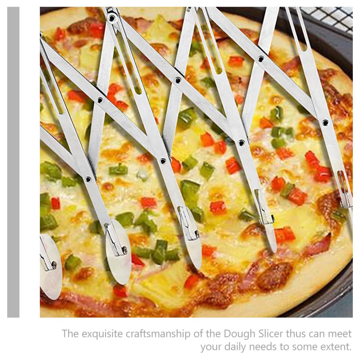 POPETPOP 5 rädriger Teigschneider Leicht zu Verstauen aus Edelstahl Verstellbar mit Modernem Design Praktisches Küchenwerkzeug zum Pizza Backen und Teig Schneiden