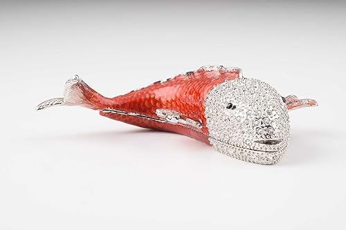 Miniatura 2 de Keren Kopal Caja de baratijas con figura de pez rojo, decorada con cristales de Swarovski, ideas de regalo para amantes del océano