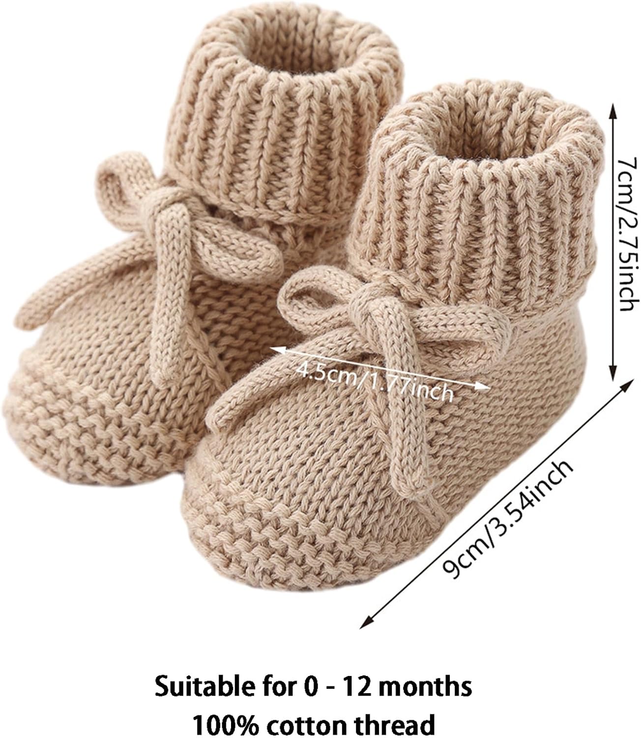 Infant Baby Boys Girls Knitted Booties Soft Sole First Walking Socks Winter Comfortable Warm Indoor Shoes 0-12M