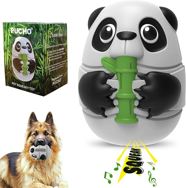 Indestructible Dog Toys, Cute Panda Squeaky Rubber Chew Toys, Safe Non Toxic Strong Toy for Aggressive Dogs, Interactive In outdoor Water Play Toy For Medium & Large dogs, Gift Boxed 4 Loved Ones!