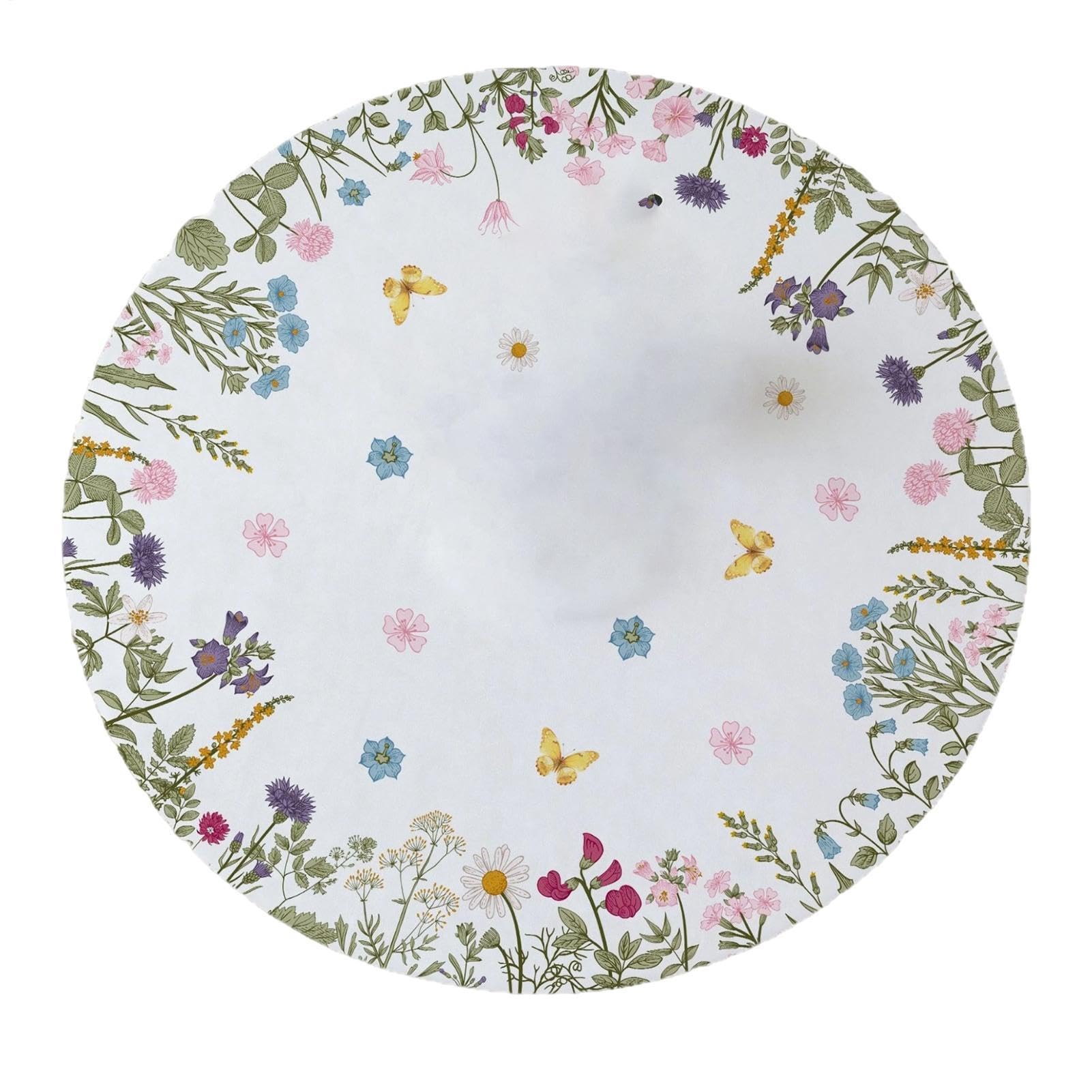 Nappe ronde élastique 120 cm avec motif floral pour stopper les glisses