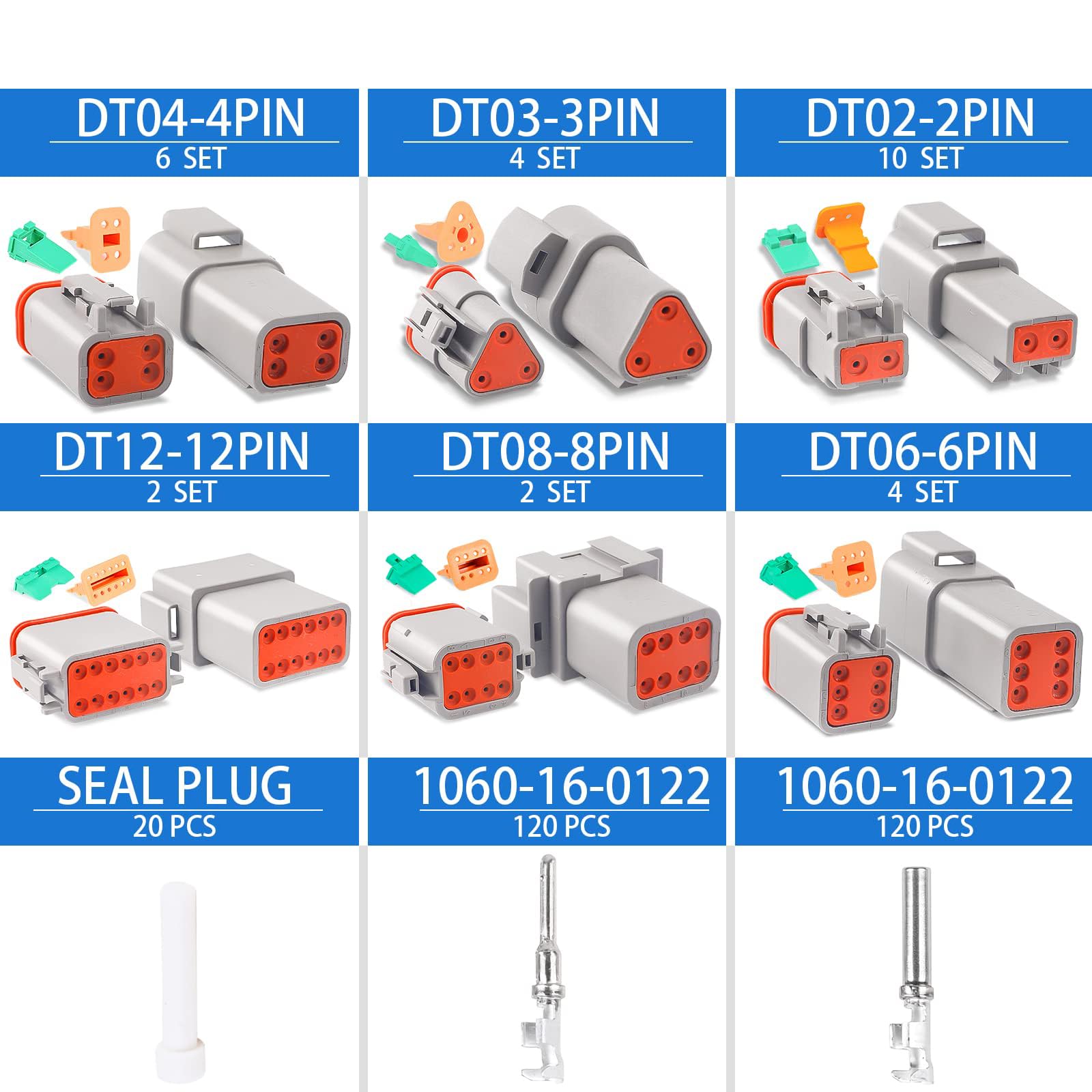 MACHSWON 2,3,4,6,8,12 Pin Grey DT Connector with Stamped Contacts(18-14AWG) 372PCS Deutsch Connector Kit ST6321 Deutsch Waterproof Connector Kit : Buy Online at Best Price in KSA - Souq is now