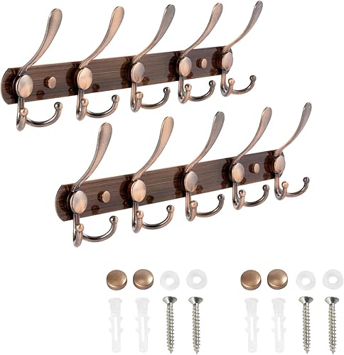 Miniatura 4 de AKNERTLGE - Perchero de pared para colgar abrigos, 5 ganchos de acero inoxidable resistente para abrigos, toallas, bolsos, batas, llaves y