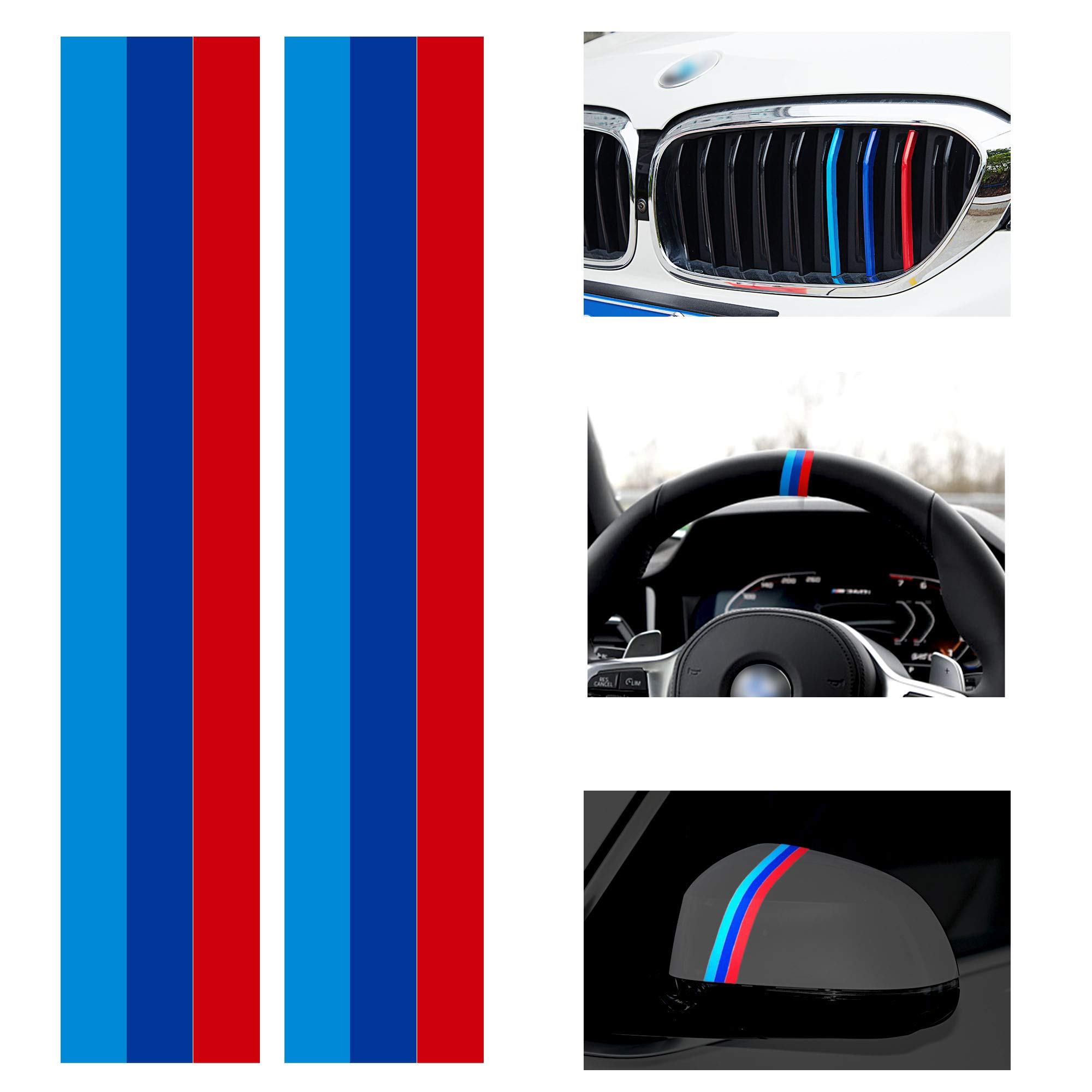 Buy TOMALL 2Pcs 25cm M-Colored Stripe Stickers for Car 3-Color Sporting ...