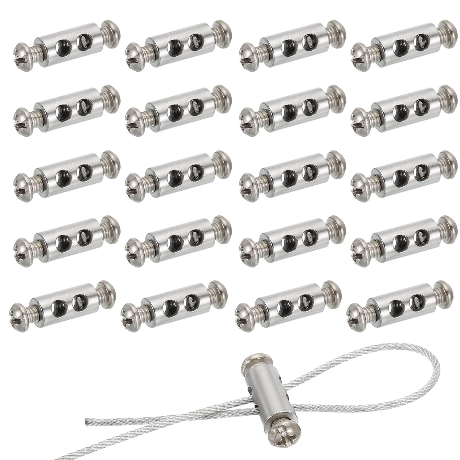 20 Morsetti Per Cavi Con Viti - Clip Per Funi Metalliche Da 1-2mm Diametro