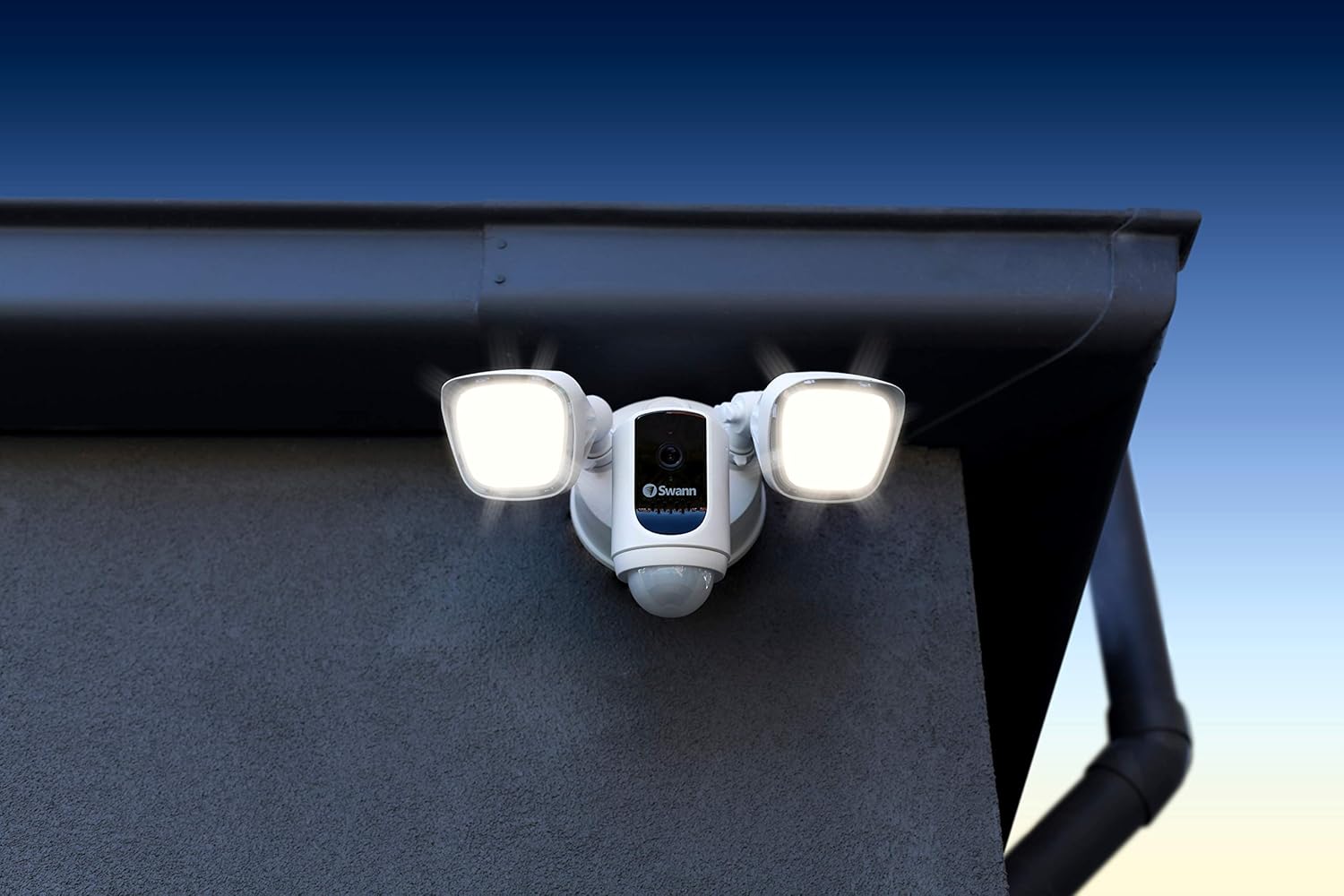 Limited Stock Swann Floodlight Security Camera w/Dimmable Motion Lighting, 2 Way Talk, Wi-Fi Surveillance 1080p HD, Indoor/Outdoor Color Night Vision, True Detect Heat Sensing, Alexa/Google, SWWHD-FLOCAMW, 3 Pack