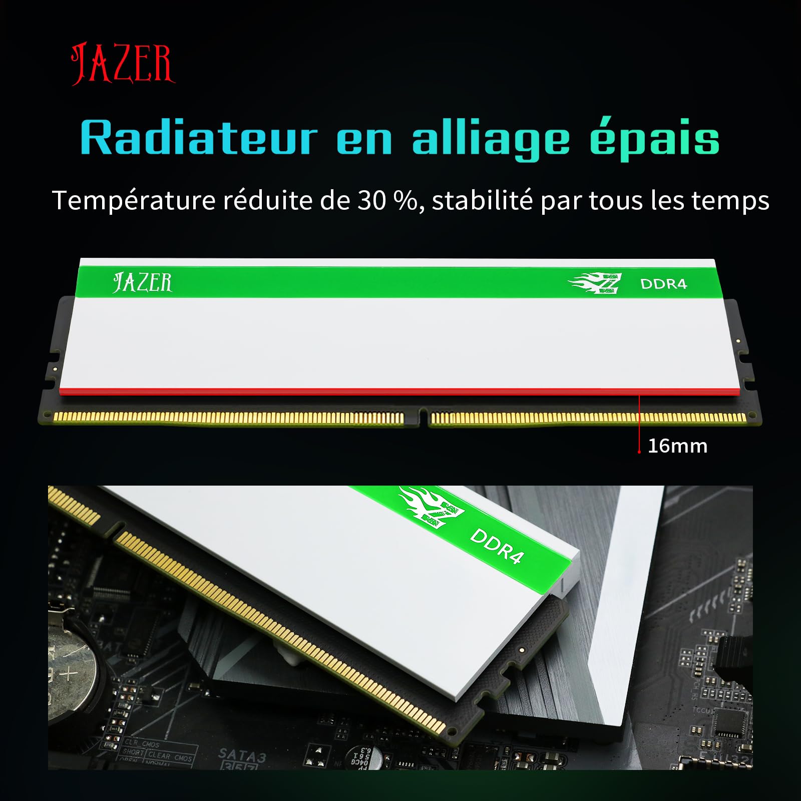 JAZER 32GB DDR4 RAM Kit (2x16GB) 3200MHz, DRAM 288-Pin U-DIMM PC