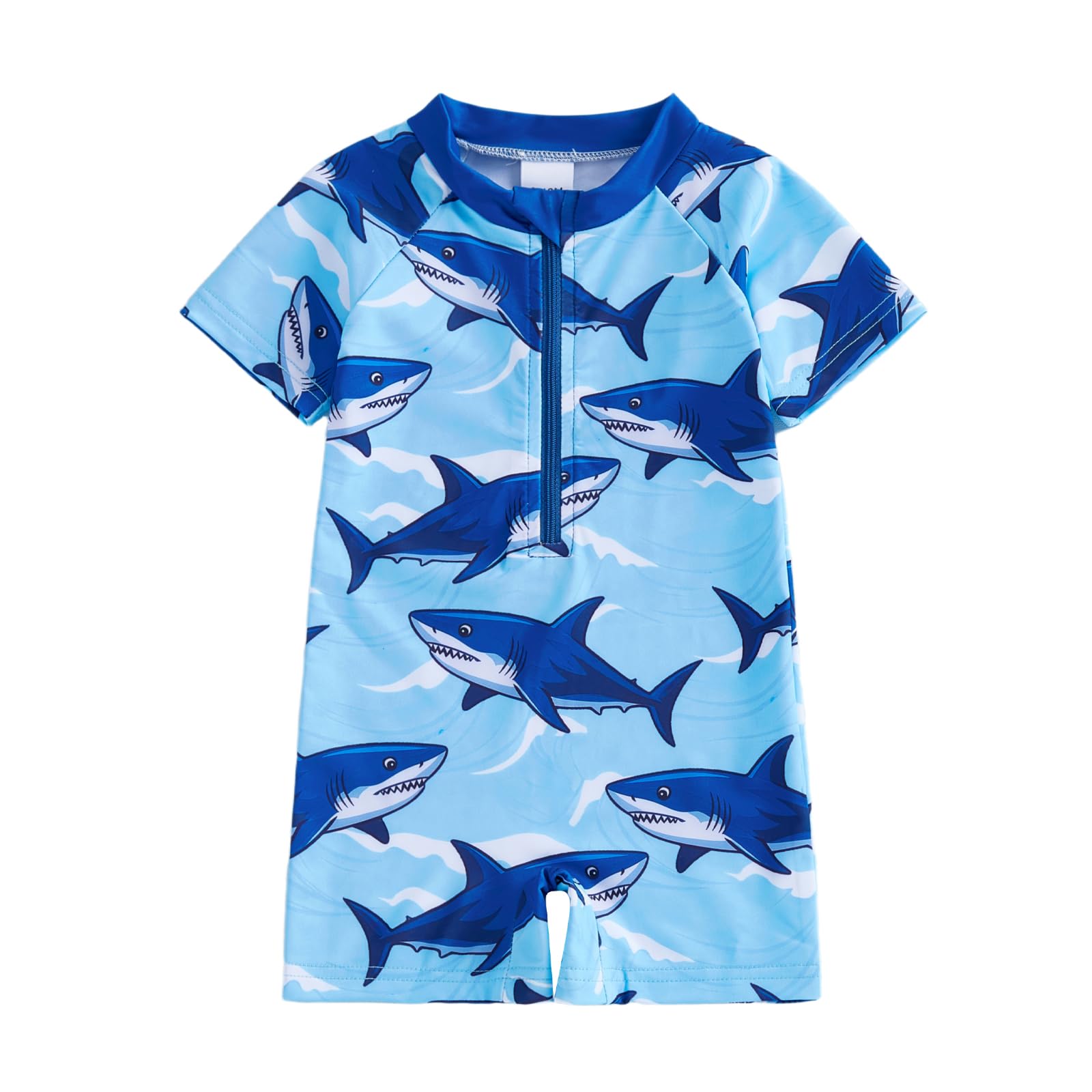 Baby Boy Swimsuit Toddler Rash Guard Bathing Suit Short Sleeve Zipper Closure Beachwear Infant One Piece Swimwear