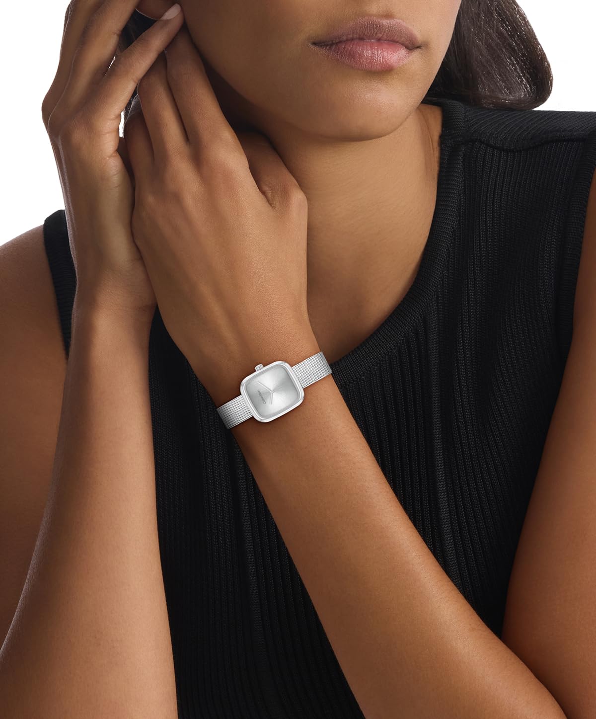 Calvin Klein Reloj de Cuarzo de 2 Manecillas para Mujer Colección CK Adore con Pulsera de Malla de Acero Inoxidable - Disponible en Plateado, Dorado, Negro u Oro Rosa
