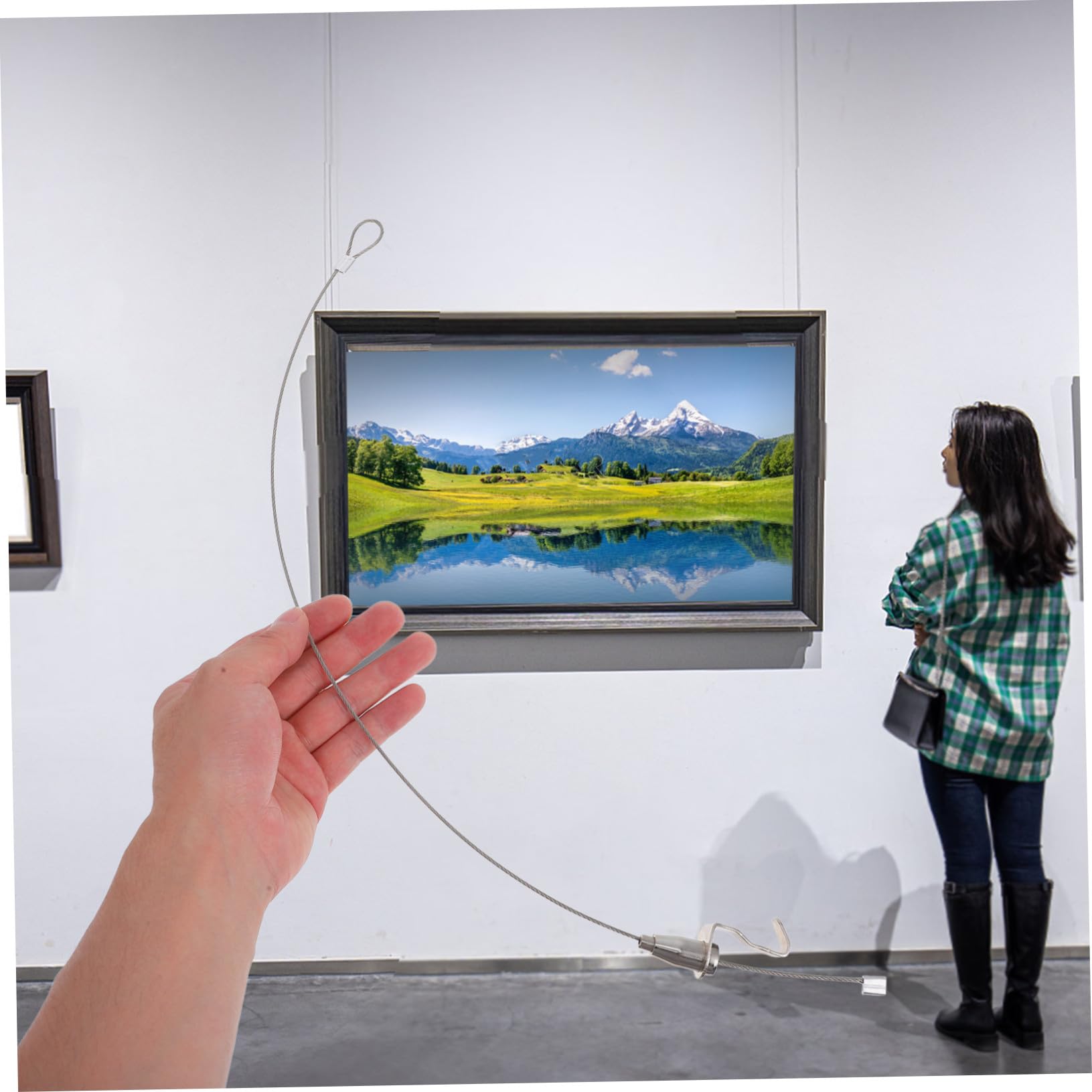 Kisangel Kit para Colgar Cuadros 10 Sets Ganchos de Acero Inoxidable Ajustables y Fáciles de Instalar Sistema para Colgar Obras de Arte en Exhibiciones y Galerías Públicas
