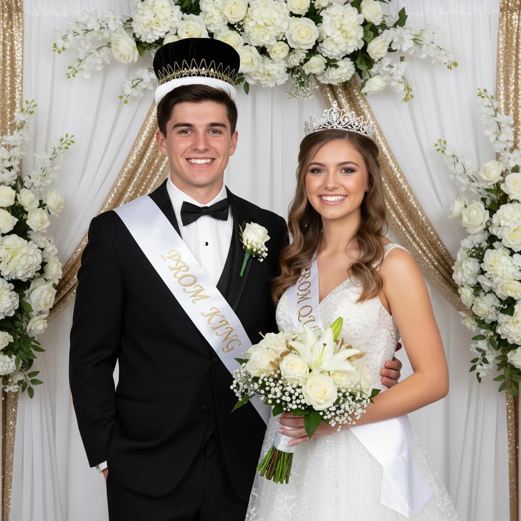 Anderson's Majestic Velvet King Crown with Star Band, Silver/Gold Trim, Faux Fur, for Prom, Homecoming, Pageant, Mardi Gras