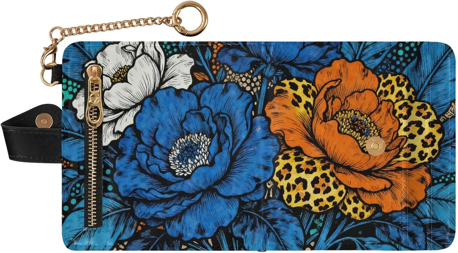 Chinese Style Peony Blue Orange Ladies Premium Foldable Wallet Fancy Everyday PU Leather Wallet for Women Boys Girls image 2