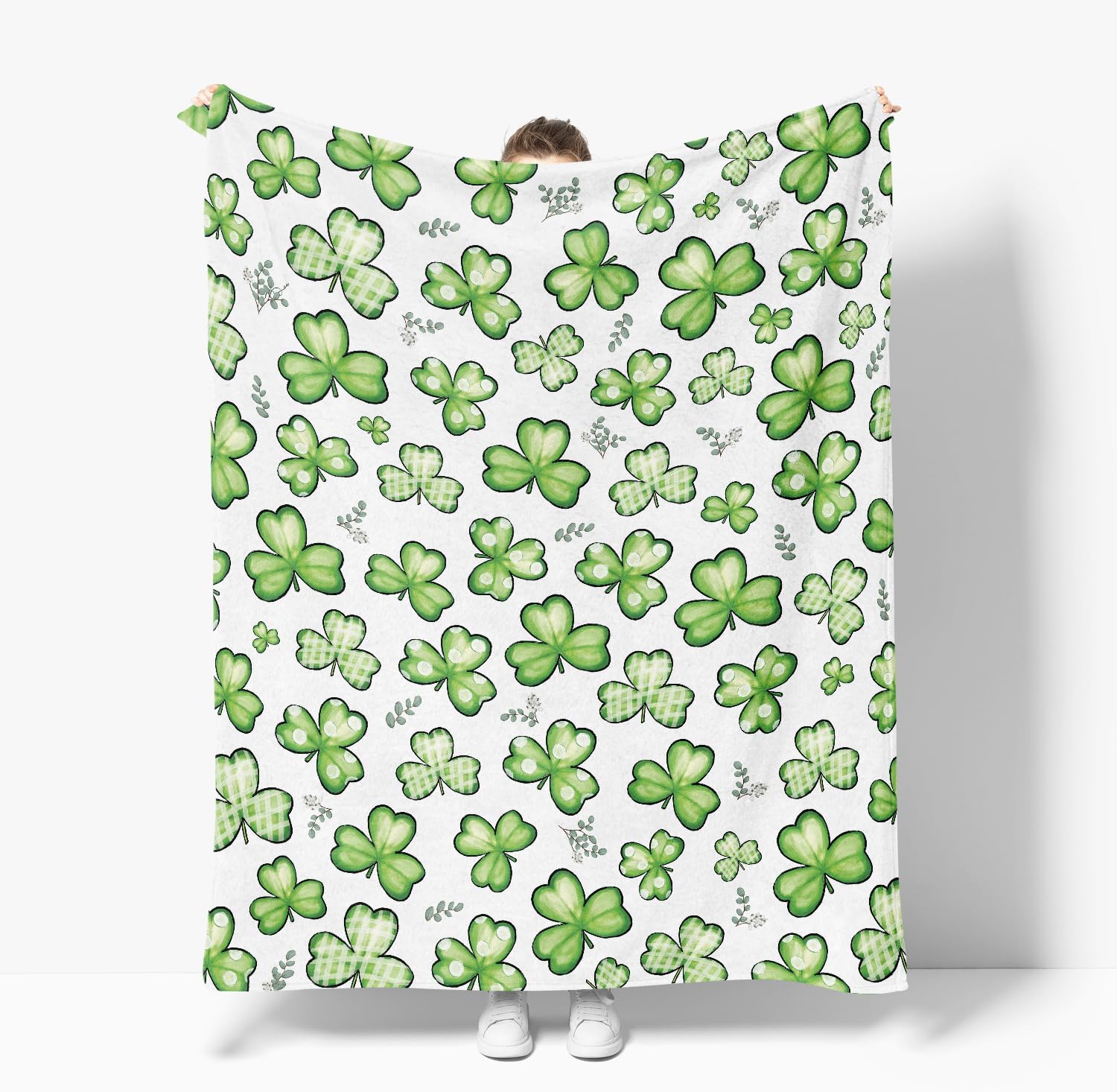 Horaldaily St. Patrick's Day Flannel Blanket Throw, Stripes Shamrock Soft Fuzzy Plush Cozy Fleece Blankets for Couch Sofa Bed Lounging, Ideal Gifts for Kids Adults Self, 50x60 - Image 6