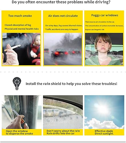 Miniatura 3 de ZABEES Deflectores de viento de coche de acero inoxidable para ventana, protector de lluvia, deflector de parasol, compatible con KIA Cerato