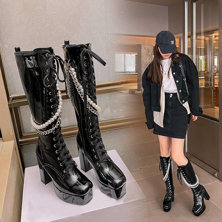 Amazon.com | Makmeoyw Women's Thick Heel Platform Gothic