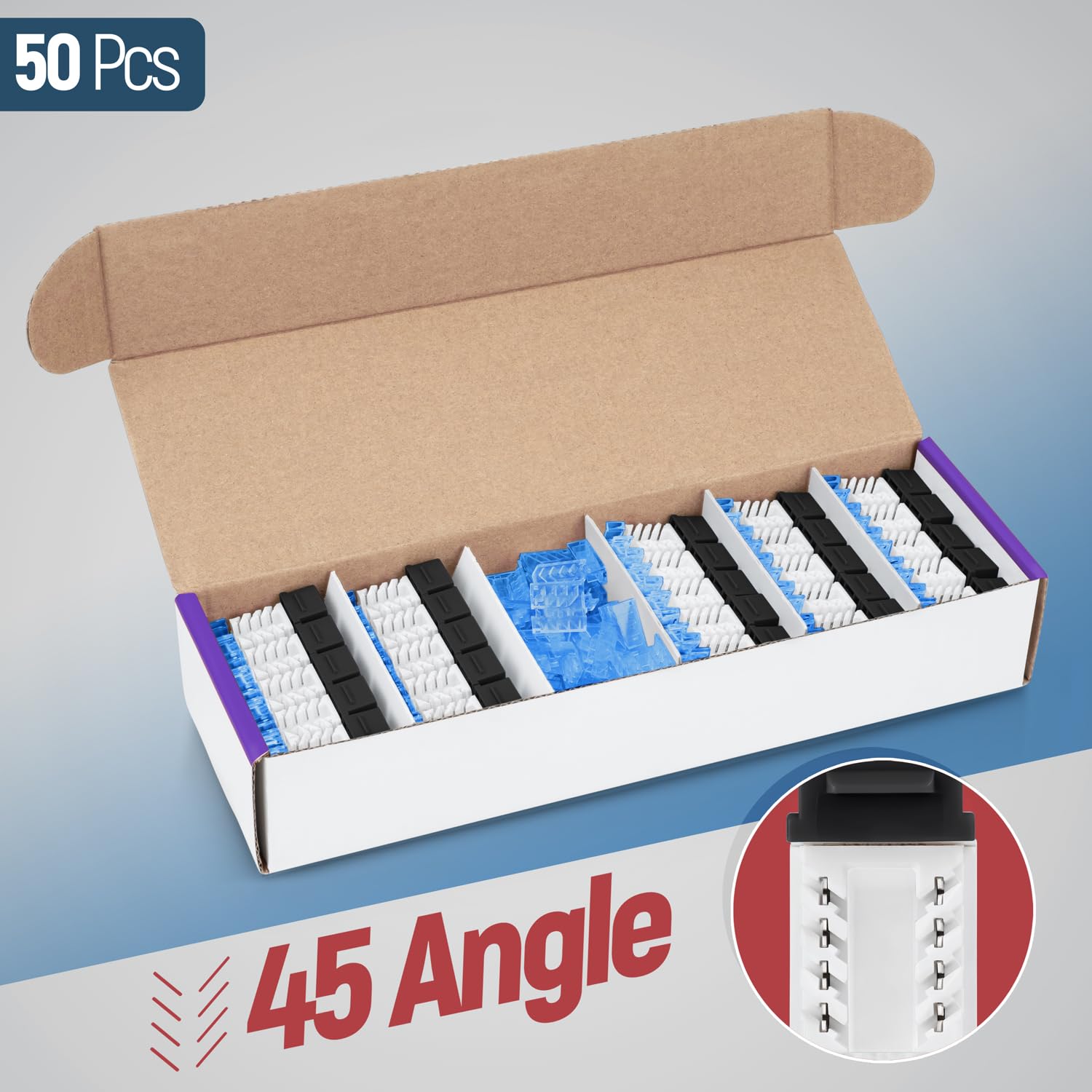 Everest 45° Cat5e Keystone Jacks (50-Pack) Gallery Image