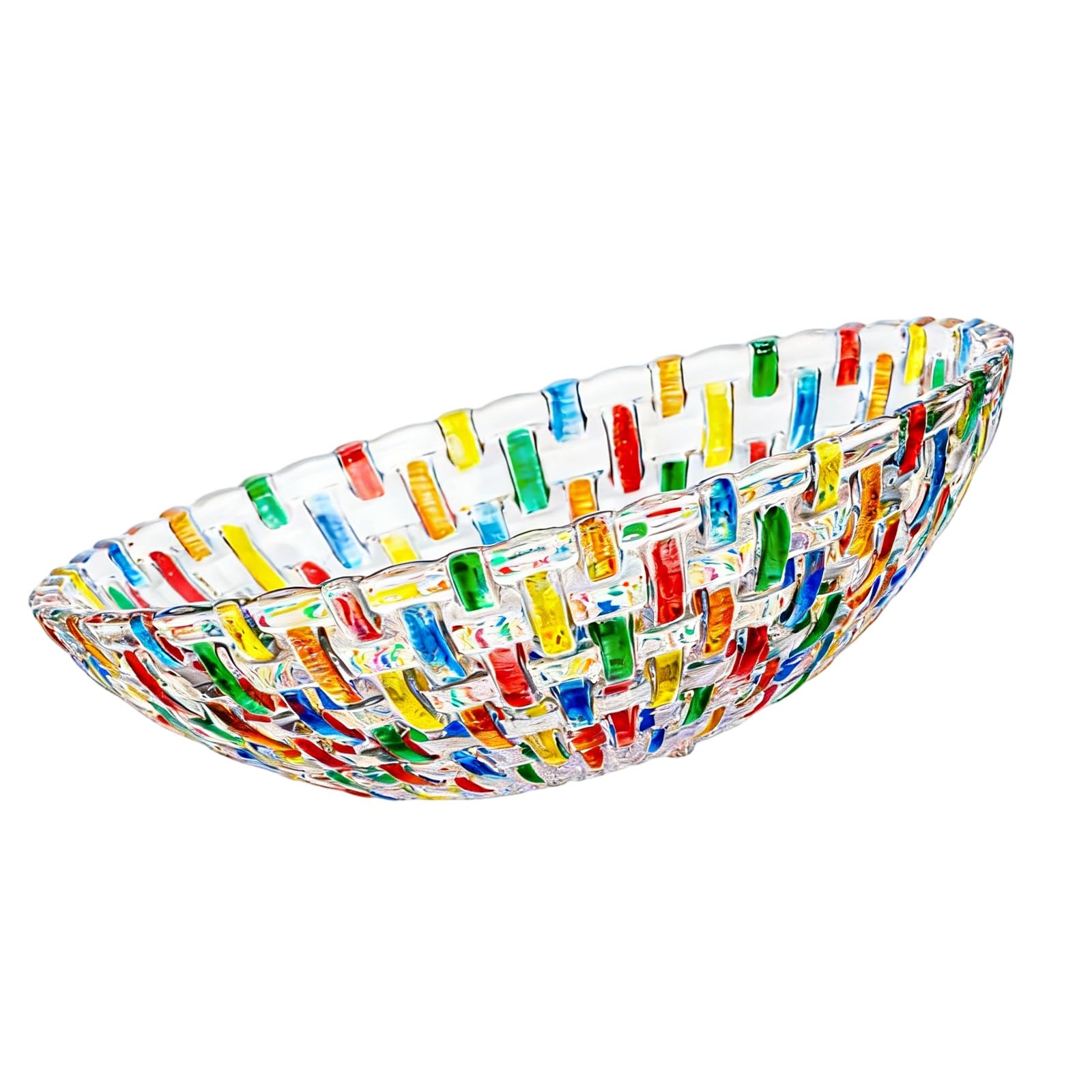 Hand Painted Colorful Woven Glass Crystal Salad & Fruit Bowl Decorative Serving Bowls for Dessert Cake Candy Crystal Fruit