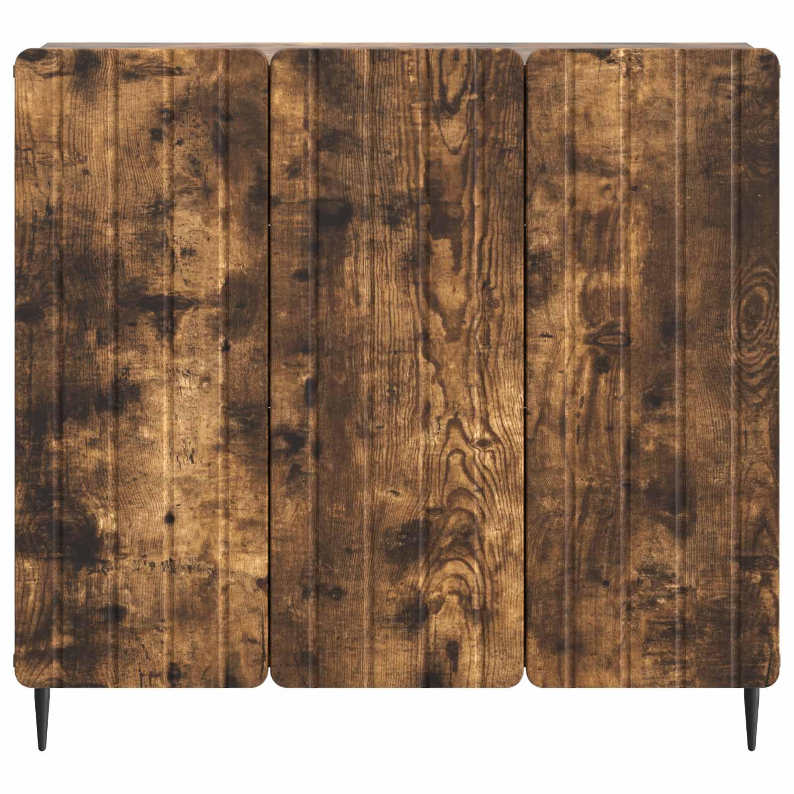 Kredens dąb wędzony 89 x 34,5 x 82 cm, materiał drewnopochodny z 3 drzwiami obrotowymi, schowkiem, regałem, półką, idealna do salonu, jadalni, kuchni, korytarza, biura i przedpokoju