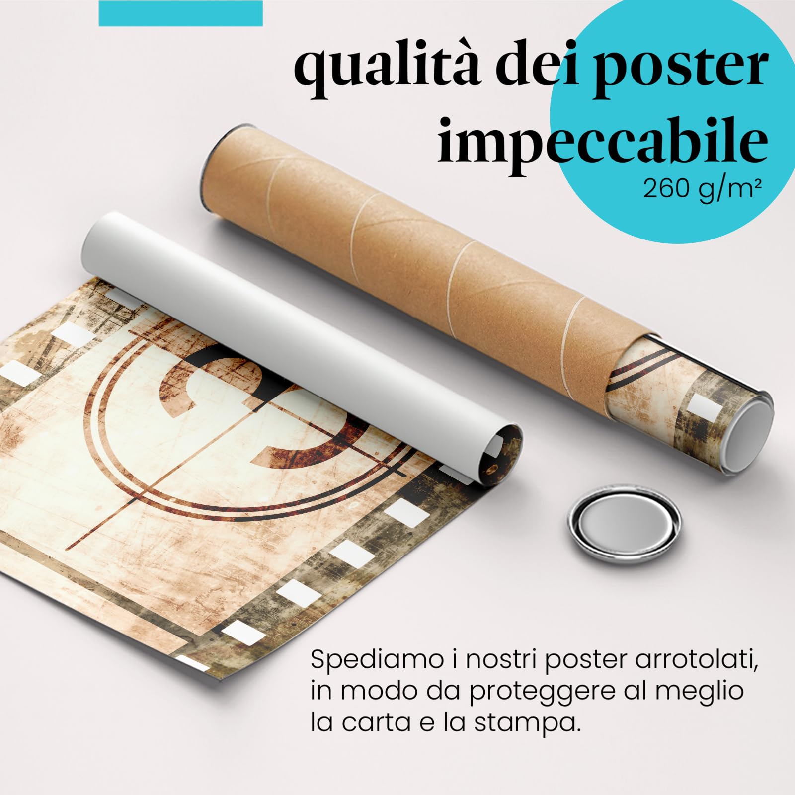 Postereck - 0923 - Retro Pellicola Cinematografica, Vintage Cinema Conto alla Rovescia - Stampa Citazione, Film, Idea Regalo, Cinema - Tela - 100,0 cm x 75,0 cm