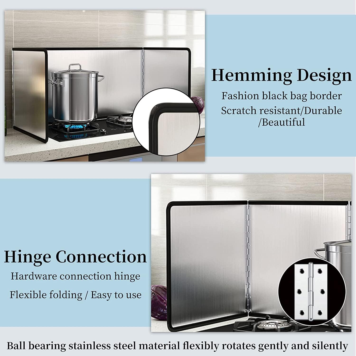 Splatter Shield Guard, Kitchen Oil Splatter Guard, Grease Splatter Screen for Cooking, Anti Oil Splash Shield for Frying/Cooking/Stove Top (3 Sided-2pcs)