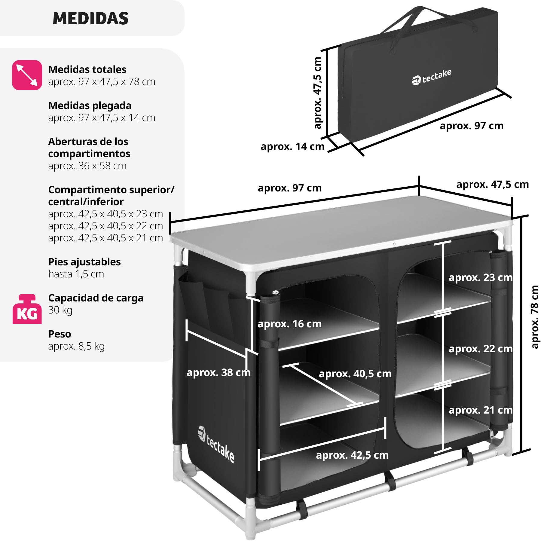 TecTake 800585 - Cocina de Camping para Muebles de jardín, Varios Modelos