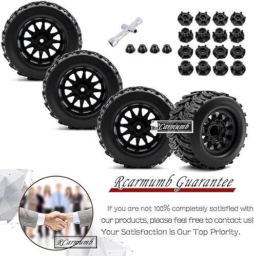 Miniatura 6 de Rueda hexagonal de 0.472 in0.551 in para camiones RC 110 Arrm a Granite Vorteks Big Rock, Rustler Stampede HossAxia1 LOS1 Redcat Rc4wd, 4 neumáticos